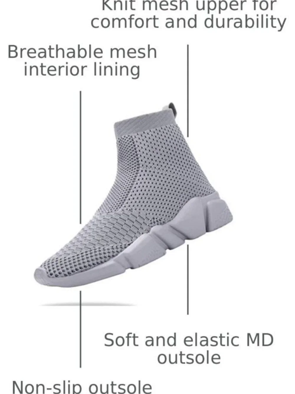 Breathable High Top Sock Shoes for Boys & Girls - Slip-On Knit Sneakers